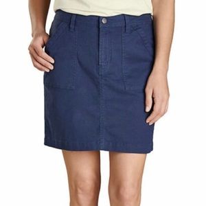 Toad & Co EarthWorks Chino Skirt sz 10 Navy Blue Stretch Organic Cotton Tencel